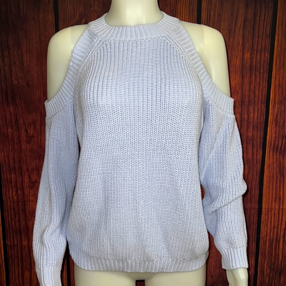 Forever 21 Light Blue Cold Shoulder Sweater - Picture 1 of 7